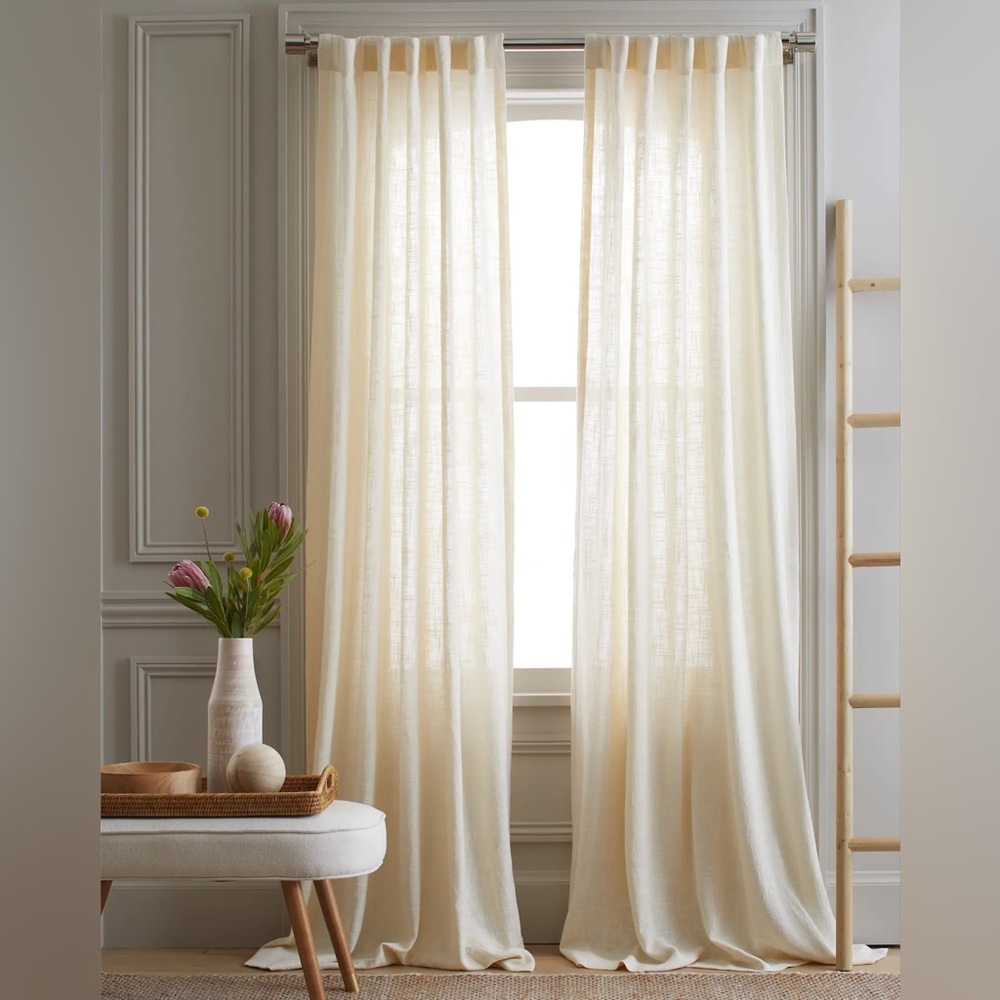 Quince Cotton Sheer Curtain Set (Set of 2) 48x96 - Ivory